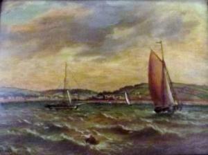 KENNEDY Joseph 1840-1890,Budleigh Salterton and Shipping off the coas,David Lay GB 2013-08-09