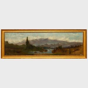 KENNEY C,Lake Scene in Mountains, Cabin in Fog,1911,Stair Galleries US 2021-01-28