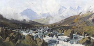 KENT Maurice,Eryri winter scene with river and distant 'Tryfan',1972,Rogers Jones & Co GB 2021-04-17
