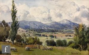 KENT Maurice,Sheep in a meadow with hills beyond,Fieldings Auctioneers Limited GB 2021-09-16