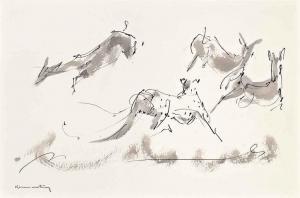 KENWORTHY Jonathan 1943,Cheetah chasing Gazelles,Christie's GB 2015-02-24