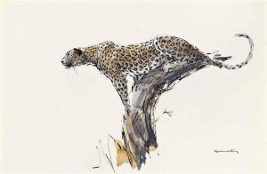 KENWORTHY Jonathan 1943,Leopard in a tree,Christie's GB 2014-12-17