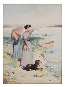 KEPPLE BECK Henry 1862-1937,Women and Dog at the Edge of a Lake,Brunk Auctions US 2013-03-23