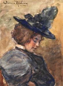 KERLING Anna Elisabeth 1862-1955,Dame met zwarte hoed,Venduehuis NL 2011-05-18