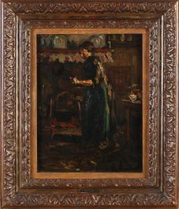 KERLING Anna Elisabeth 1862-1955,Peasant woman in interior,Twents Veilinghuis NL 2021-04-08