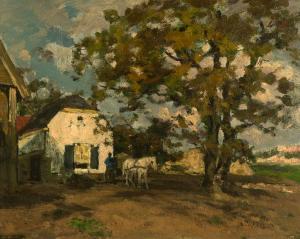 KERLING Eduard Frederik W 1889-1953,Farmer and horse in front of a farm,Glerum NL 2006-11-27