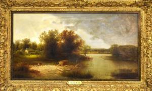 Kerman E 1900-1900,Flusslandschaft mit einem Angler,Scheublein Art & Auktionen DE 2023-05-12