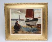 KERMAREC YANN 1900,Mending Nets on the Harbourside,Hartleys Auctioneers and Valuers GB 2022-06-08
