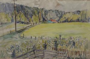 KERR Elizabeth Lamorna 1905-1990,Farm Building in a Landscape,Rowley Fine Art Auctioneers 2022-05-07