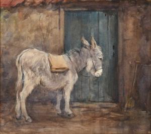 KERR Henry Wright 1857-1936,Standing Donkey before a stable door,Tennant's GB 2022-09-16