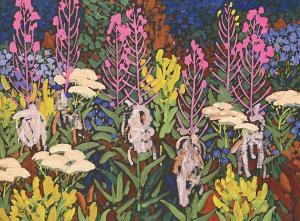 KERR Illingworth Holey 1905-1989,Fireweed Gone to Pod, Goldenrod and Yarrow,1980,Levis CA 2024-04-21