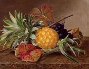 KERRN HANSINE SOPHIE JACHIMINE,Stilleben mit Ananas und Trauben. 1844,1844,Galerie Koller 2006-09-18