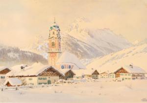 KESSLER Carl,A view of snowy Mittenwald near Garmisch-Partenkir,Palais Dorotheum 2024-03-28