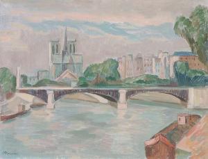 KESSLER MAX 1897-1981,Pariser Ansicht mit Blick auf Notre Dame,Fischer CH 2014-06-18