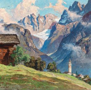 KETTEMANN Erwin,Blick von Soglio in Graubünden auf Bergeller Berge,Palais Dorotheum 2024-02-21