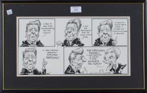 Kevin Kallaugher 1955,artoon Strip with Ronald and Nancy Reagan,1981,Tooveys Auction GB 2018-09-05