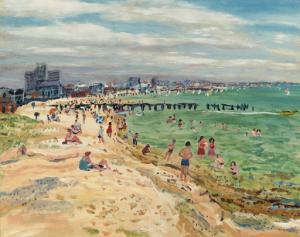 KEWLEY Brian David 1933,South Melbourne Beach,1978,Menzies Art Brands AU 2003-09-02