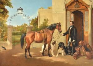 KEYL Friedrich Wilhelm,A gentleman in hunting dress with horse and dogs,1854,Dreweatts 2020-06-23