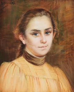 KEYSER Elisabeth 1851-1898,Porträtt av en ung kvinna,Uppsala Auction SE 2023-12-12