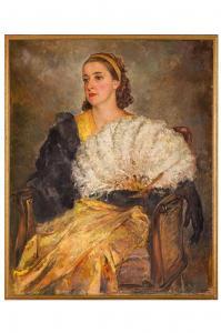 KHACHURA FALILEEVA Ekaterina 1886-1948,Donna con ventaglio di piume,Wannenes Art Auctions 2023-11-29