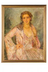 KHACHURA FALILEEVA Ekaterina 1886-1948,Ritratto di giovane donna con abito ro,Wannenes Art Auctions 2023-11-29