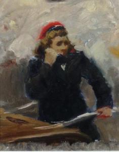 Khaidarov Kharis Khatisovich,Figure at a desk,Bellmans Fine Art Auctioneers GB 2018-10-06