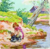 KHAIKIN David Solomonovich 1927,Washing Pots by the Stream,1956,John Nicholson GB 2016-10-12