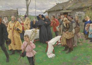 KHARITONOV Nikolai Vasilievich 1880-1944,Country gathering,1914,Christie's GB 2018-06-04