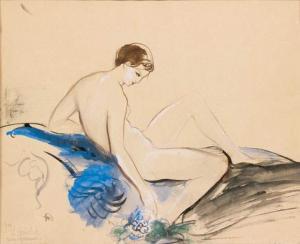 KHMELUK Vassyl 1903-1986,Femme au bouquet bleu,Aguttes FR 2008-06-25