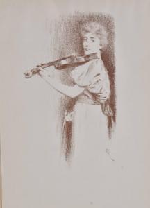 KHNOPFF Fernand 1858-1921,Violinist,1898,Burstow and Hewett GB 2010-07-21