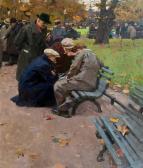 KHOROSHY Eduard,PLAYING CHESS IN MIKHAILOVSKY GARDEN,1950,Bukowskis SE 2010-12-14