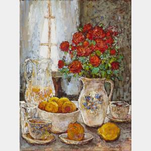 KHOURY Michael 1950,STILL LIFE WITH ORANGES AND RED ROSES,Waddington's CA 2016-09-22
