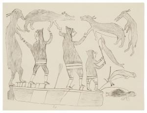 KIAKSHUK 1886-1966,"Hunters, Umiak and Animals,",1962,John Moran Auctioneers US 2023-06-06