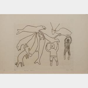 KIAKSHUK 1886-1966,MEN AND ANIMALS,1963,Waddington's CA 2014-07-10