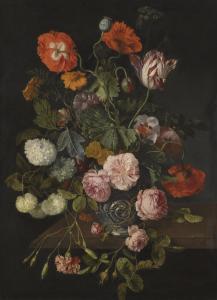 KICK Cornelis 1635-1681,A STILL LIFE WITH PARROT TULIPS, POPPIES, ROSES, S,Sotheby's GB 2011-07-06
