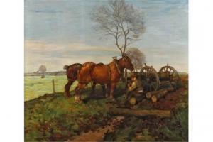 KIEDERICH Ludwig 1885-1929,Bauer mit Pferden in Märzlandschaft,Mehlis DE 2015-11-19