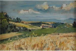 KIEFER Heinrich 1911-1980,Landschaft bei Neustadt/Orla,1948,Wendl DE 2015-10-22