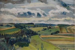 KIEFER Heinrich 1911-1980,Thüringer 
Landschaft bei Neustadt/Orla,1948,Wendl DE 2015-10-22