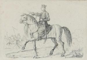 KIELISINSKI Kajetan Wincenty 1808-1849,Jeździec na koniu z teki Konnica w galop,Sopocki Dom Aukcjny 2018-05-23