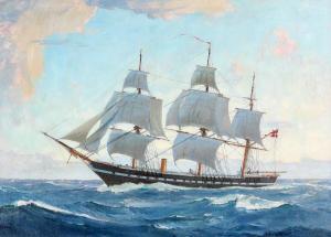 KIELLAND BRANDT Sigurd 1886-1964,Seascape with the frigate \“Jylland\”,Bruun Rasmussen DK 2023-07-31
