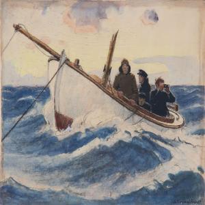 KIELLAND BRANDT Sigurd 1886-1964,Three fishermen in a boat,Bruun Rasmussen DK 2013-04-22