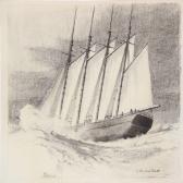 KIELLAND BRANDT Sigurd,Two seascapes with sailing ships in high waves,Bruun Rasmussen 2013-02-26