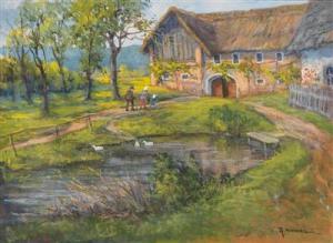 KIERNER Rudolf 1876-1941,A farmhouse and a duck\’s pond,Palais Dorotheum AT 2018-03-28