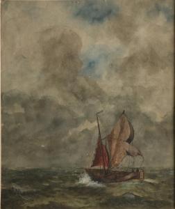 KIERS George Laurens 1838-1916,Fischerboot mit Figuren auf hoher See,Twents Veilinghuis 2021-01-07