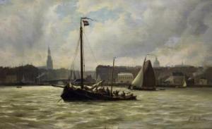 KIERS George Laurens 1838-1916,Gezicht op Amsterdam vanaf het IJ,Venduehuis NL 2022-10-11