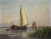 KIERS George Laurens 1838-1916,Riviergezicht met bomschuit,Venduehuis NL 2022-10-11