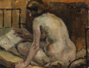 KIERULF Frode 1889-1963,Naked woman reading in bed,Bruun Rasmussen DK 2021-11-29