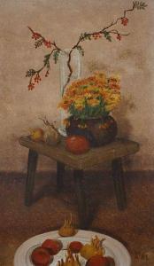 KIESOW max,Herbstliches Interieur mit Ringelblumen,1985,Schmidt Kunstauktionen Dresden 2010-12-04