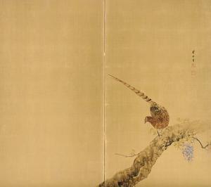 KIKUCHI Hobun 1862-1918,Pheasant and wisteria,Christie's GB 2007-09-18