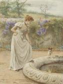 KILBURNE George Goodwin I,A lady and her dog looking into a fish pond,Christie's 2002-11-21